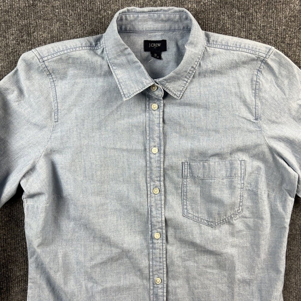 J.Crew Small Womens Top Button Down Chambray Long Sleeve Blouse - Picture 2 of 12